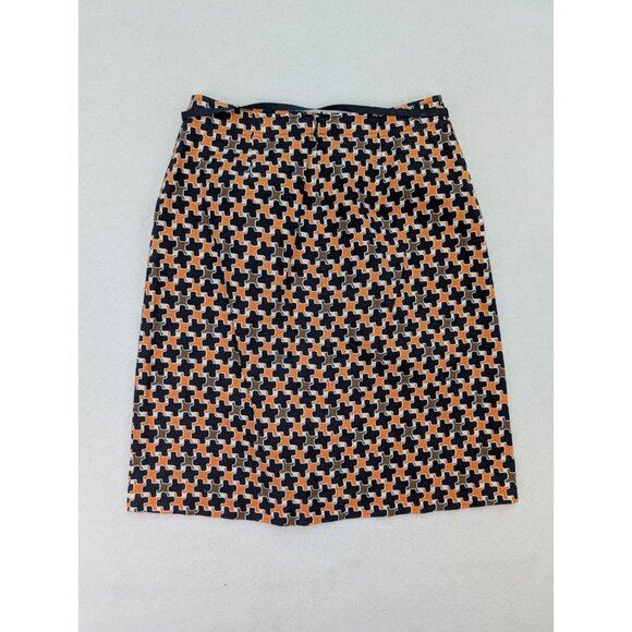 Talbots Women's A-Line Pencil Skirt Size 2 Orange Print Pockets - Picture 11 of 11
